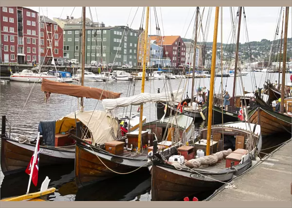 Wooden sailboats at the old boat festival in Trondheim, Trondelag, Norway, Scandinavia