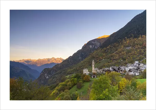 Alpine village of Soglio during autumn, Val Bregaglia, Canton of Graubunden, Switzerland