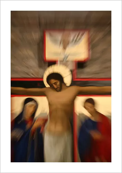 Crucifixion icon in Santo Toribio monastery, Liebana, Cantabria, Spain, Europe