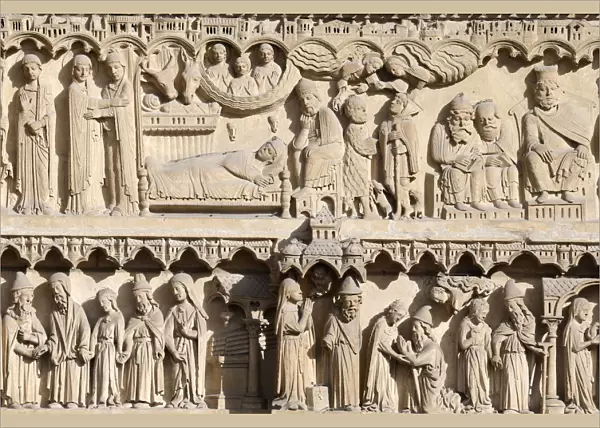 Life of the Virgin Mary, St. Anne portal, Western facade, Notre Dame de Paris Cathedral