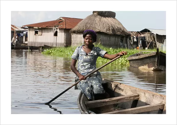 Boat, Ganvie lake village on Nokoue Lake, Benin, West Africa, Africa