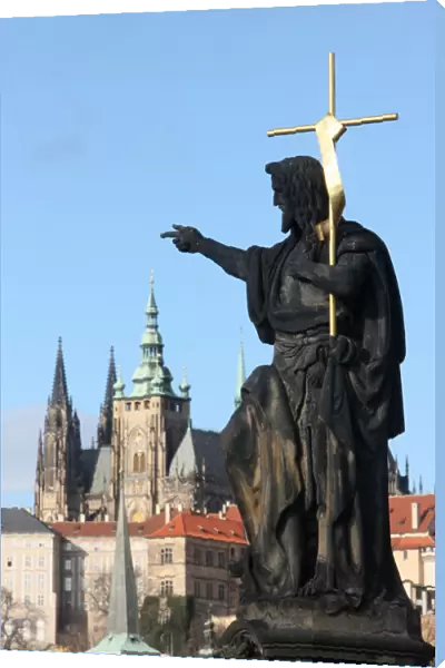 St. John the Baptist sculpture on Charles Bridge, UNESCO World Heritage Site, Prague