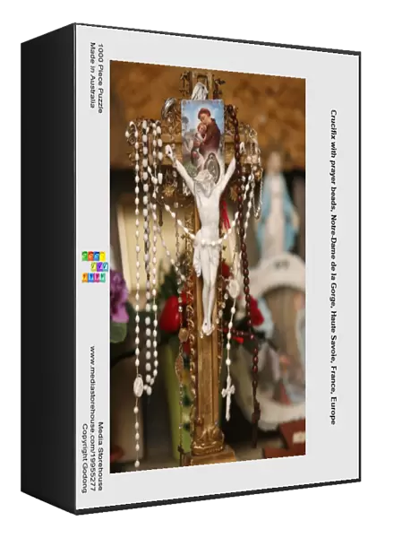 Crucifix with prayer beads, Notre-Dame de la Gorge, Haute Savoie, France, Europe