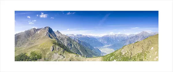 Aerial panoramic of Valchiavenna seen from Monte Berlinghera, Sondrio province