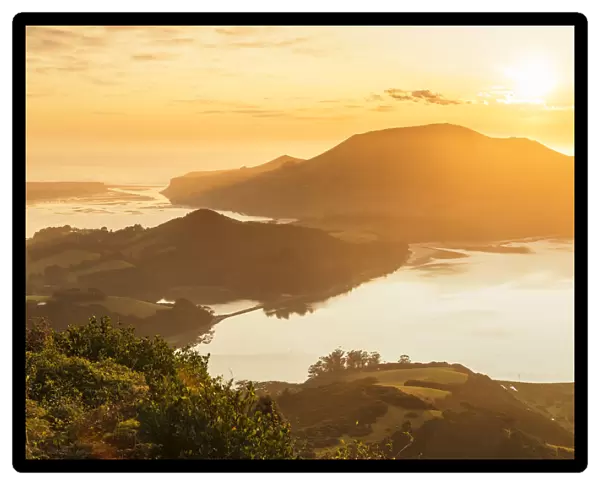 Hoopers Inlet at sunrise, Otago Peninsula, Dunedin, Otago, South Island, New Zealand