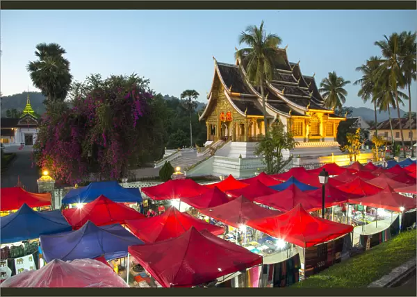 Night market outside the Royal Palace in Luang Prabang, Laos, Indochina, Southeast Asia