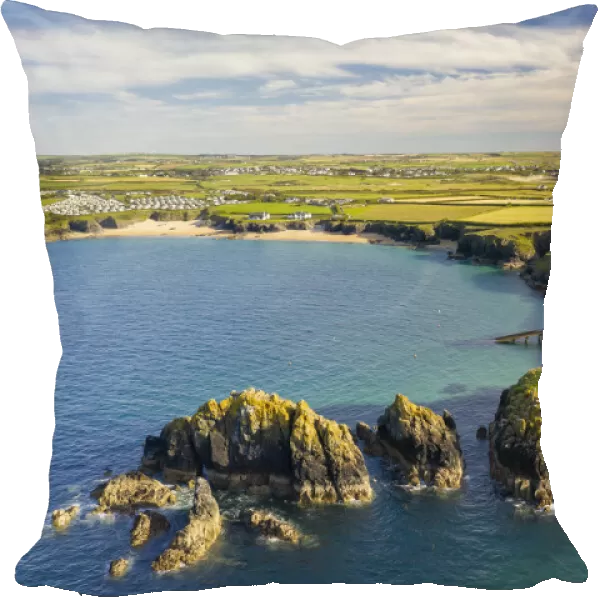 Aerial vista of Merope Rocks, Padstow Lifeboat Station and Mother Iveys Bay