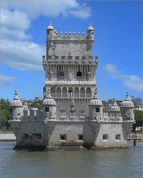 Belem Tower, UNESCO World Heritage Site, viewed from the Tagus river, Lisbon, Portugal, Europe