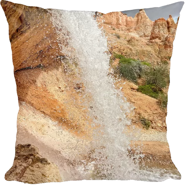 A waterfall running through the Mossy Cave Trail in Bryce Canyon National Park, Utah, United States of America, North America