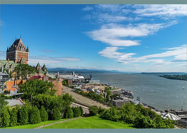 View over Chateau Frontenac and the Saint Lawrence River, Quebec City, Quebec, Canada, North America