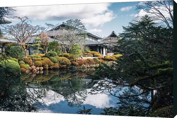 Shiunkaku Buddhist Temple's garden and Rin-no-ji Treasure House with autumn colors in Nikko, Honshu, Japan, Asia