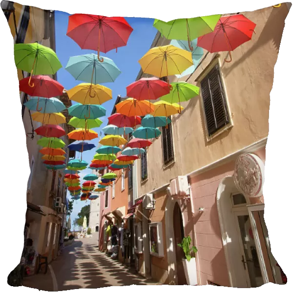 Hanging Umbrellas, Veliki Squiare Street, Old Town, Novigrad, Croatia, Europe