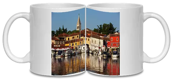 Pleasure Boats, Marina, Novigrad Port, Tower of St. Pelagius Church in the background, Old Town, Novigrad, Croatia, Europe