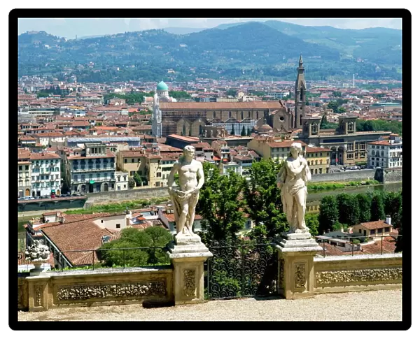 Panoramic view over River Arno and Florence from the Bardini Gardens, Bardini Garden