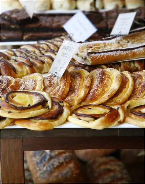 Traditional Danish pastry at Bager Lucas bakery in Tonder, Jutland, Denmark