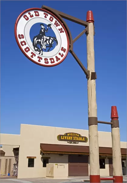 Noriega Livery Stable and Old Town sign, Scottsdale, Phoenix, Arizona, United States of America