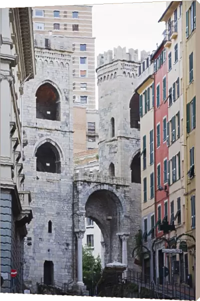 Porta dei Vacca dating from 1155, on Via del Campo, Genoa (Genova), Liguria