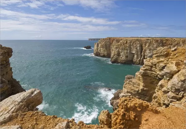 Atlantic Ocean and cliffs on the Cape St. Vincent peninsula, Sagres, Algarve