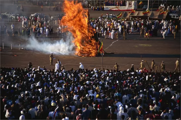 Burning ceremony, Mescal celebration, Addis Ababa, Ethiopia, Africa