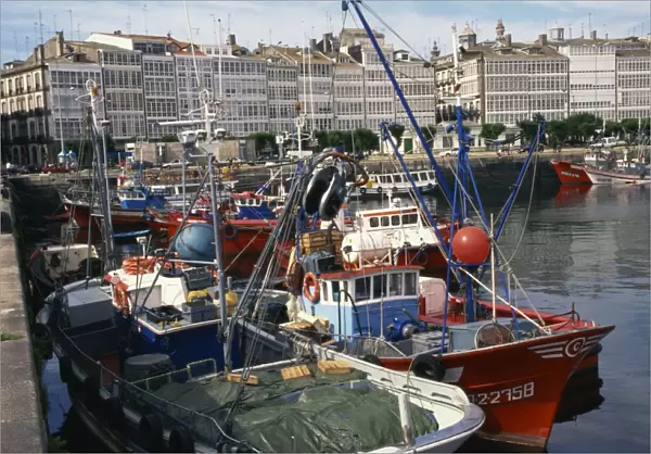 Marina opposite avenue of Galerias, with glass frontages, A Coruna, Galicia