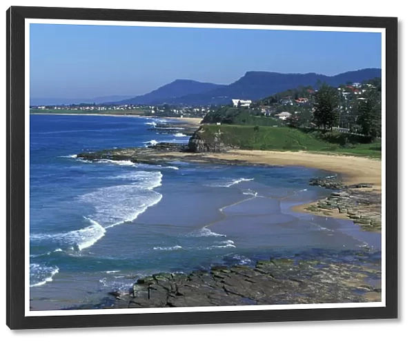 Looking south west from Austinmer Beach Park towards Thirroul and the Illawara Escarpment at Bulli