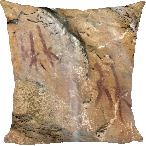 Rock paintings, erect pensises men, Tsodilo Hills, UNESCO World Heritage Site