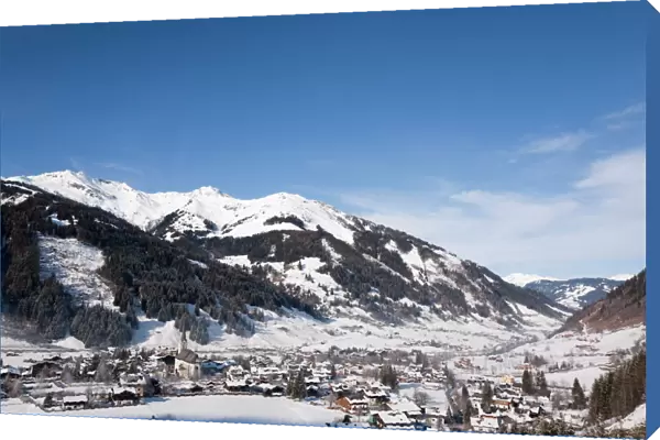 Alpine ski resort in Austrian Alps with snow in Rauriser Sonnen Valley