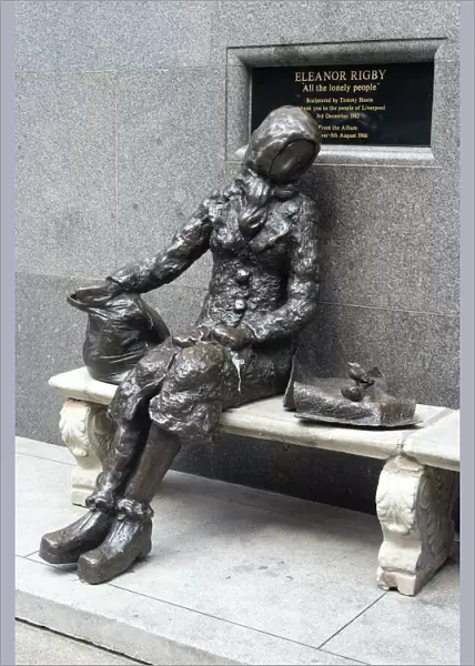 Statue by Tommy Steele of the eponymous woman of the Beatles song, Eleanor Rigby