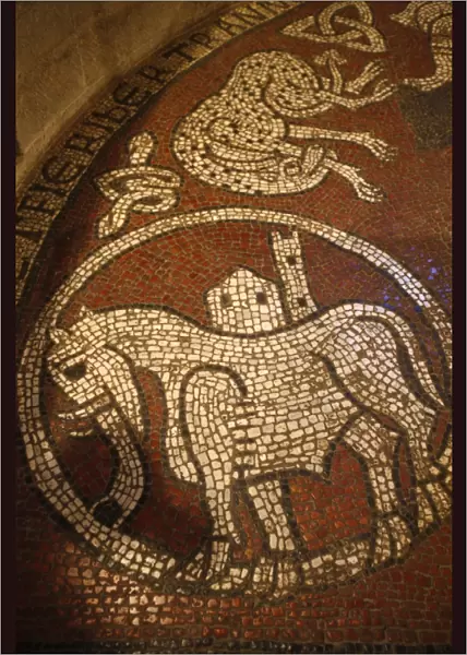 A 12th century mosaic in Ganagobie Monastery church, Ganagobie, Alpes de Haute Provence