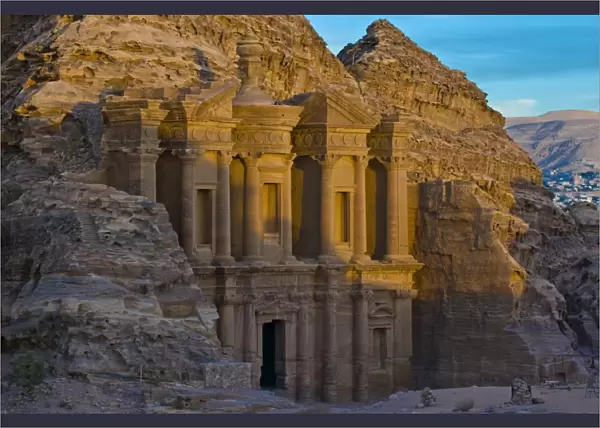 Al Deir, the monastery at sunset, Petra, UNESCO World Heritage Site, Jordan, Middle East
