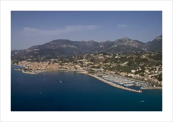 View from helicopter of Menton, Alpes-Maritimes, Provence, Cote d Azur