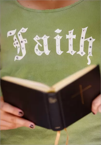 Young Christian reading the Bible, Saint-Gervais, Haute Savoie, France, Europe