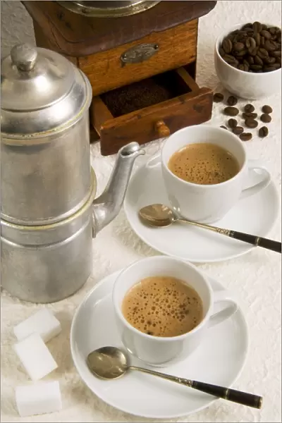 Neapolitan coffee, Neapolitan coffee machine and coffee grinder, Naples