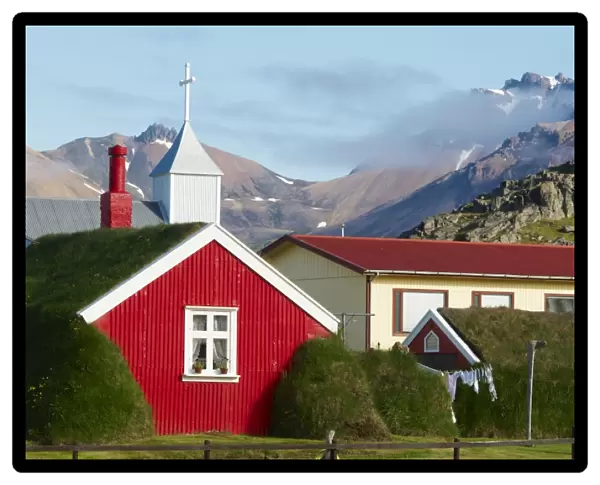 Old traditional farm, Borgarfjordur, Esatfjord, Iceland, Polar Regions