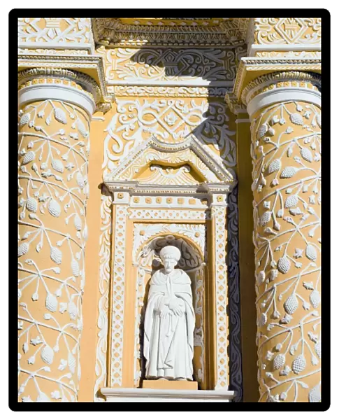 Statue on La Merced church, Antigua, UNESCO World Heritage Site, Guatemala