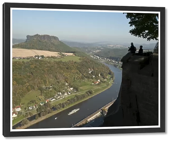 View of the Elbe River from Konigstein Fortress, Saxony, Germany, Europe