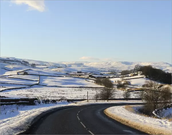Snow covered winter landscape, Wensleydale, Yorkshire Dales National Park