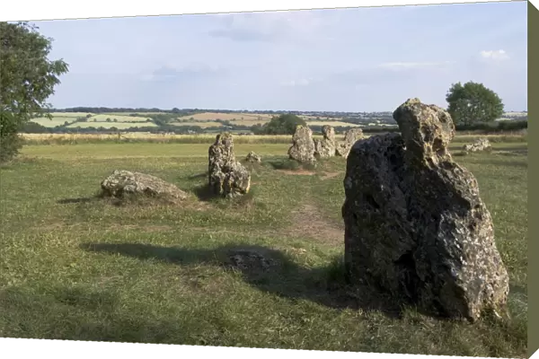 Rollright Stones, a Neolithic standing stone circle dating from around 2500BC, on the Oxfordshire Warwickshire border, England, United Kingdom, Europe
