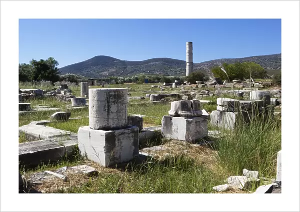 Ireon archaeological site with columns of the Temple of Hera, Ireon, Samos, Aegean Islands, Greece