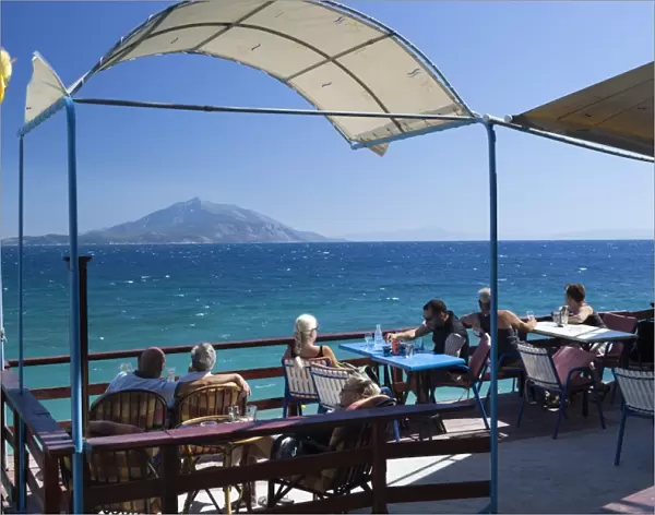 Cafe by sea, Pappa Beach, Ireon, Samos, Aegean Islands, Greece