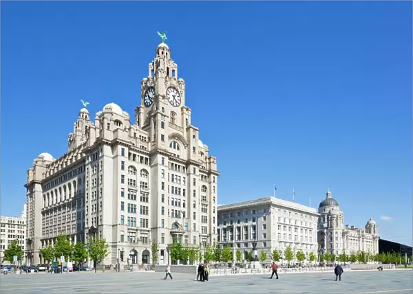 Three Graces buildings, Pierhead, Liverpool waterfront, UNESCO World Heritage Site, Liverpool, Merseyside, England, United Kingdom, Europe