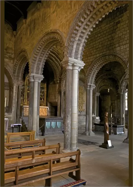 Interior of the 12th century Norman Romanesque Galilee Chapel, Durham Cathedral, County Durham, England, United Kingdom, Europe