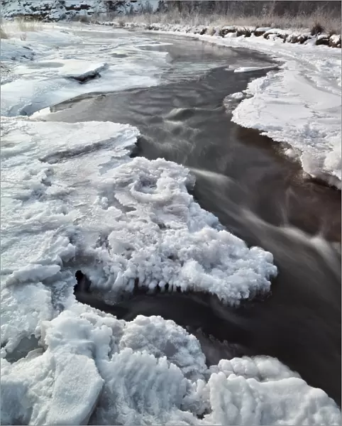 Frozen San Miguel River, San Miguel County, Colorado, United States of America, North America