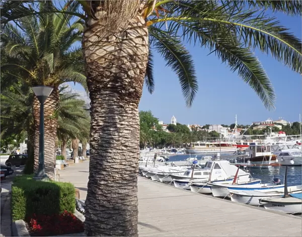 Marina and promenade, Baska Voda, Makarska Riviera, Dalmatia, Croatia, Europe