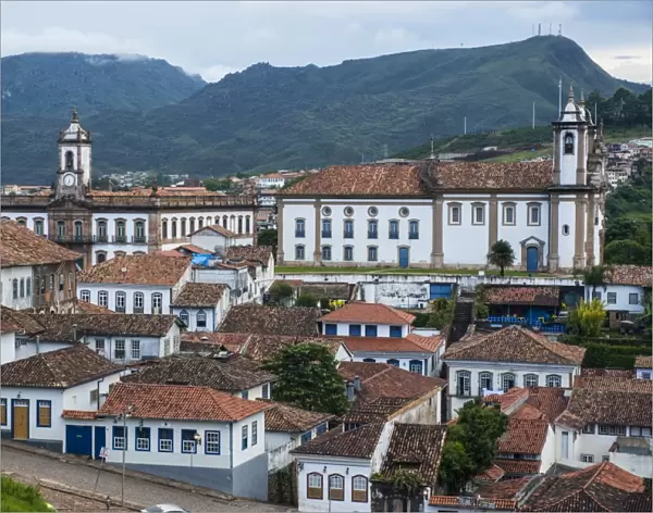 View over the colonial town of Ouro Preto, UNESCO World Heritage Site, MInas Gerais, Brazil, South America