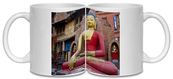 Buddha Statue, Swayambhunath (Monkey Temple), UNESCO World Heritage Site, Kathmandu, the Kathmandu Valley, Nepal, Asia
