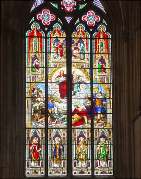 Stained-glass window, Cologne Cathedral, UNESCO World Heritage Site, Cologne, North Rhine Westphalia, Germany, Europe