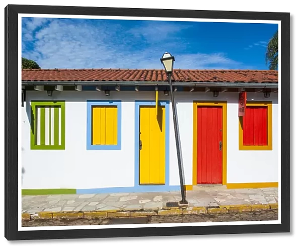 Colourful houses in the historic village of Pirenopolis, Goais, Brazil, South America