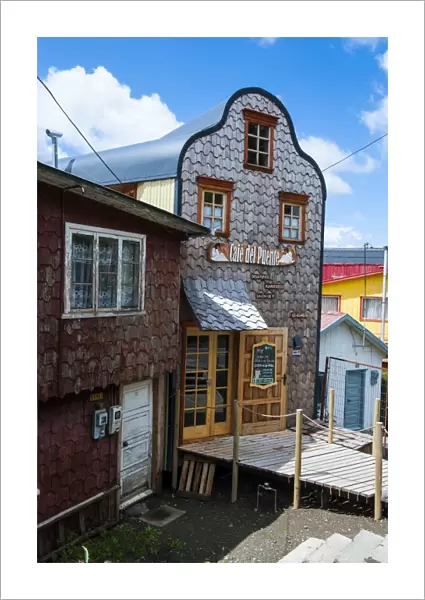 Shingle house in Castro, Chiloe, Chile, South America