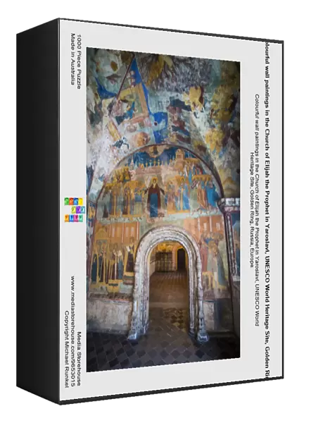 Colourful wall paintings in the Church of Elijah the Prophet in Yaroslavl, UNESCO World Heritage Site, Golden Ring, Russia, Europe
